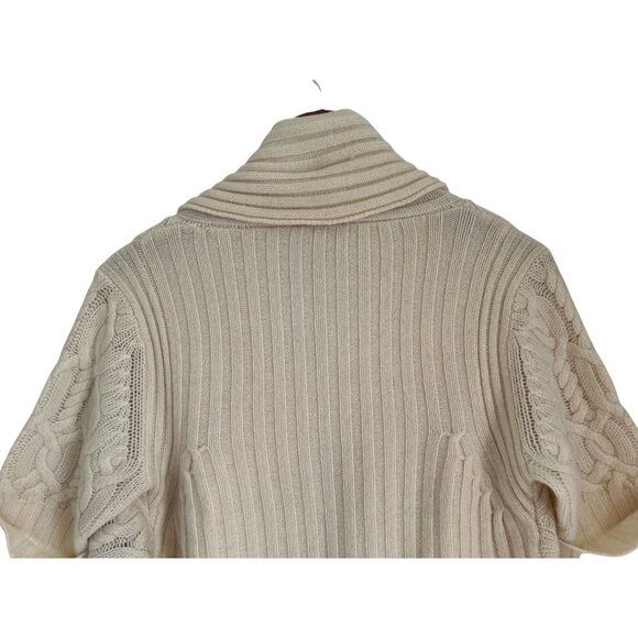 Sutton Studio Cashmere Cable Knit Open Front Cardigan Sweater Ribbed Collar - Picture 13 of 14